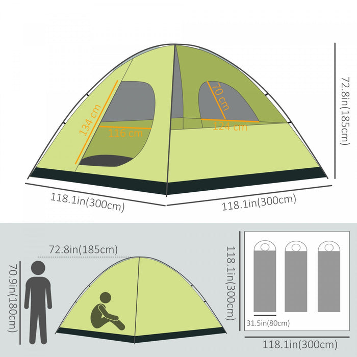 Outsunny 6- Person Family Dome Tent With Removable Rain Fly, Waterproof Camping Tent For Backpacking