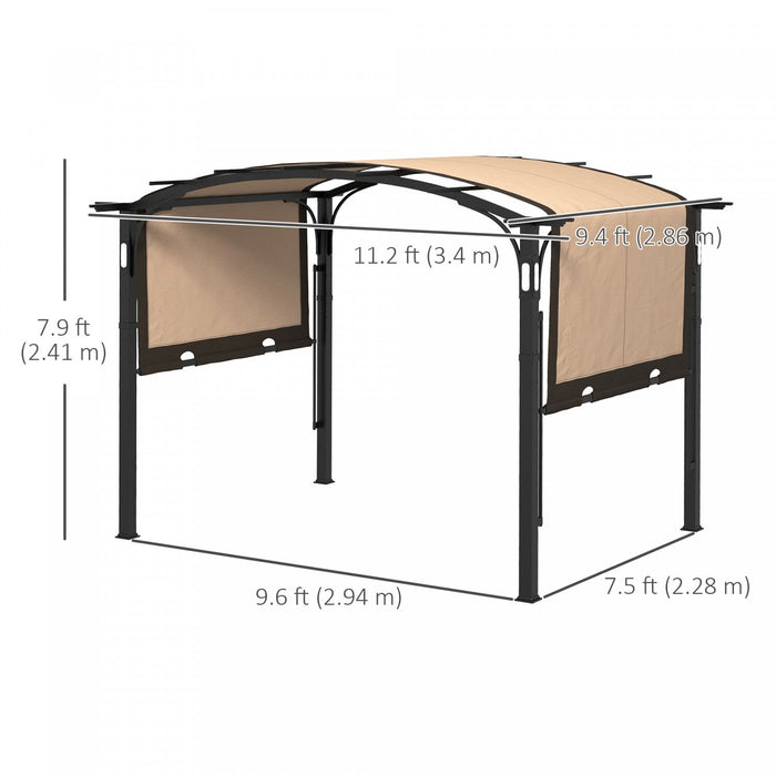 Outsunny 9.5' X 11' Outdoor Pergola With Retractable Canopy And LED Lights