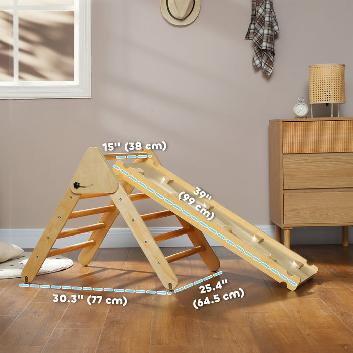 Qaba Pikler Triangle Set, Climbing Toys For Toddlers With Ramp, 3 In 1 Climbing Toys Indoor Baby Jun