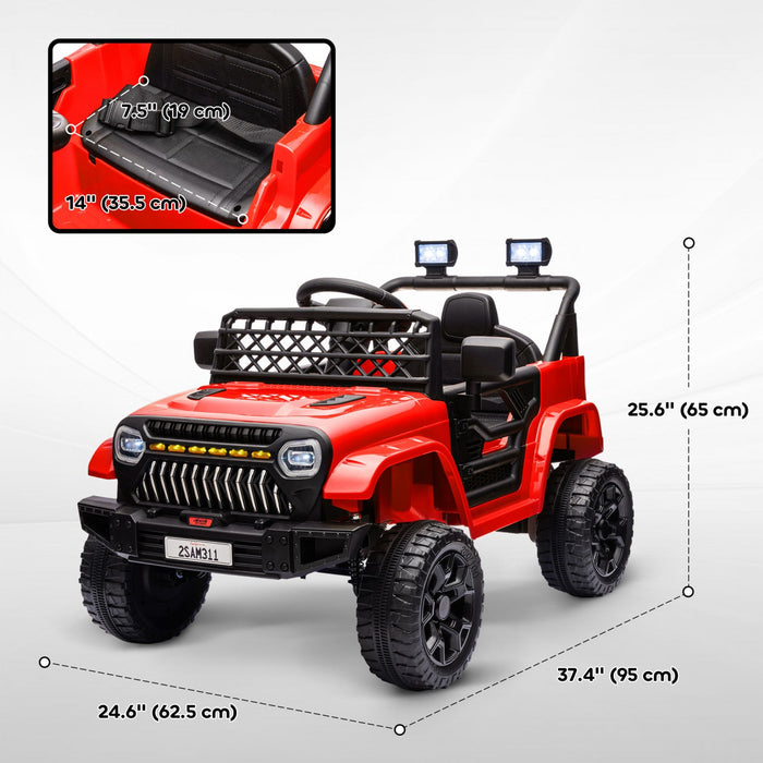 Qaba 12v Powered Ride-On Truck Car, Electric Car For Kids With Remote Control, Openable Doors, Sprin