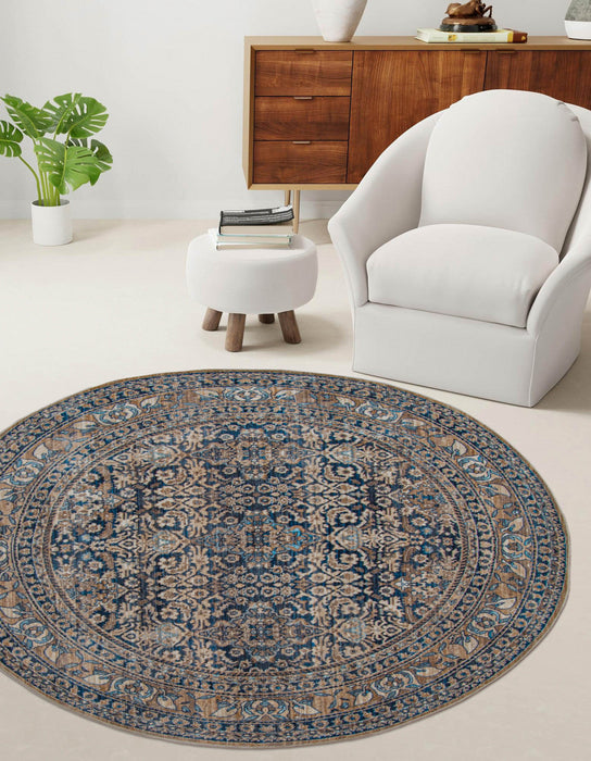 Ariana Traditional 5'0\" x 5'0\" Area Rug in Blue Indoor Area Rug 