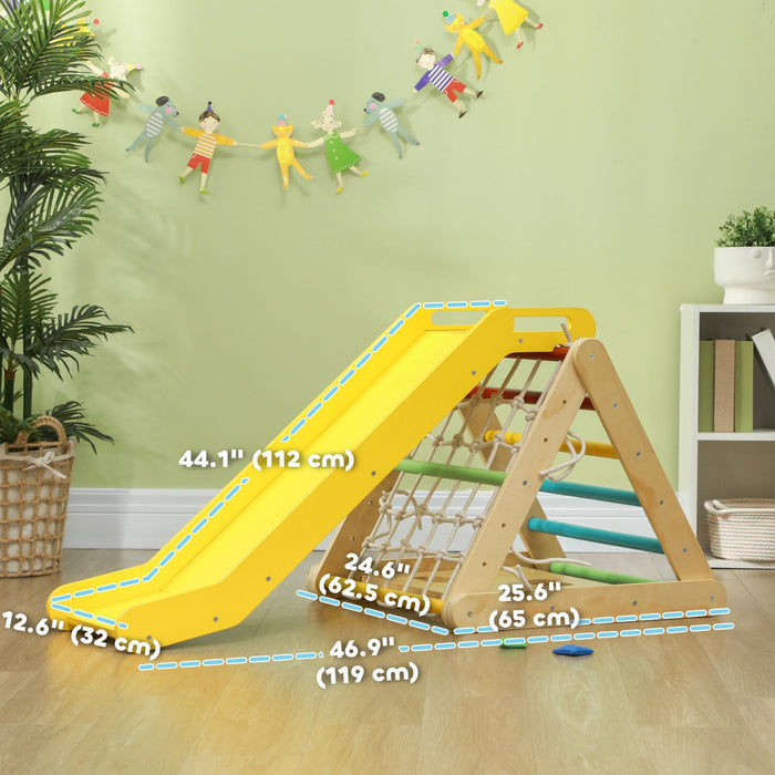 Qaba Pikler Triangle Set, 5 In 1 Climbing Toys For Toddlers, Indoor Montessori Climbing Set, Wooden 