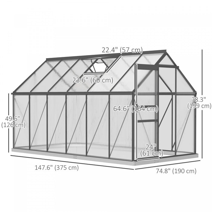 Outsunny 6' X 12' X 6.5' Polycarbonate Greenhouse Walk-in Green House