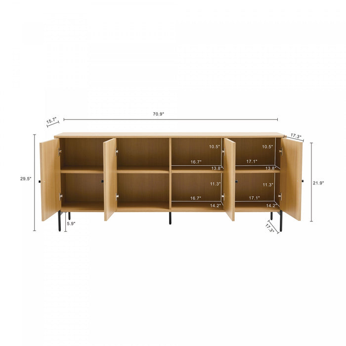 Magnolia Modern 71\" Sideboard in Light Oak Buffet 