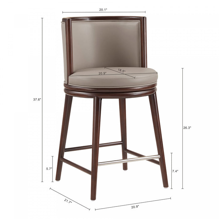 Evalyn Modern Wood Upholstered Counter Stool in Taupe 