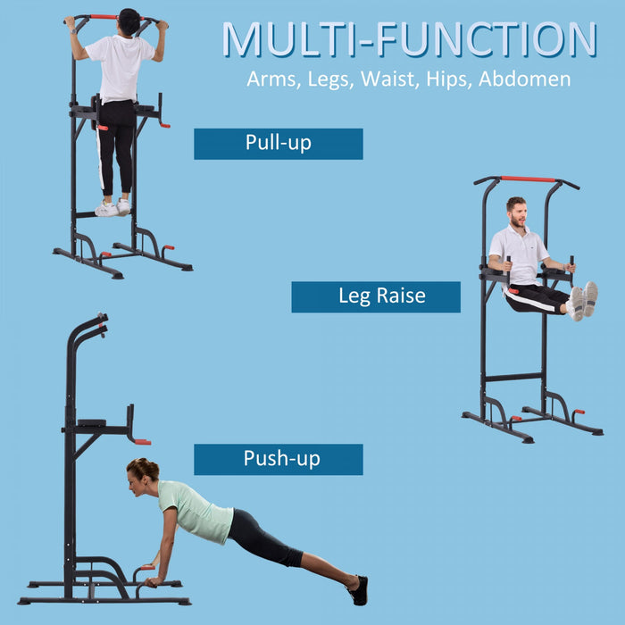 Soozier Adjustable Power Tower With Pull Up And Dip Bar, Home Gym Workout