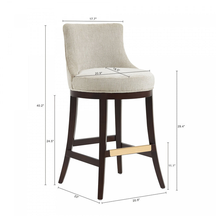 Lucia Modern Wood Upholstered Chenille Barstool in Natural Bar Stool 