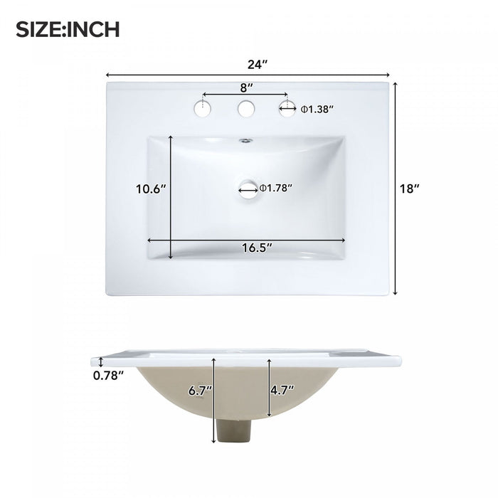Olivia 24\" Space-saving Storage Bathroom Vanity Combo With Solid Wood Frame - White 