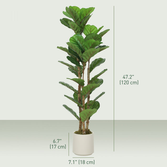 HOMCOM Faux Fiddle Leaf Fig Tree, 4FT Artificial Tree for Indoor Decor