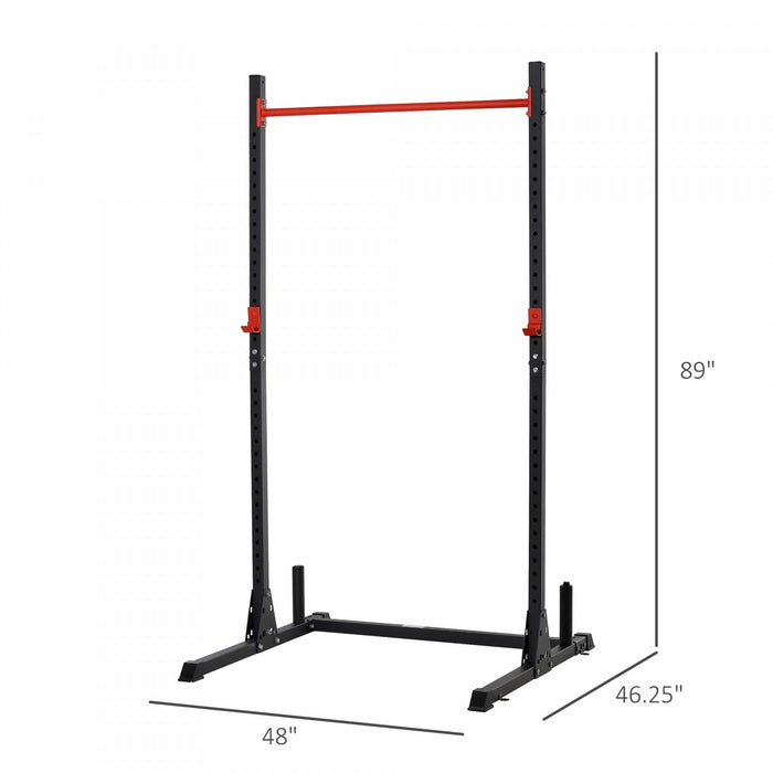 Soozier Adjustable Barbell Power Rack Squat Stand Strength Training Fitness Pull Up Weight Cage Home