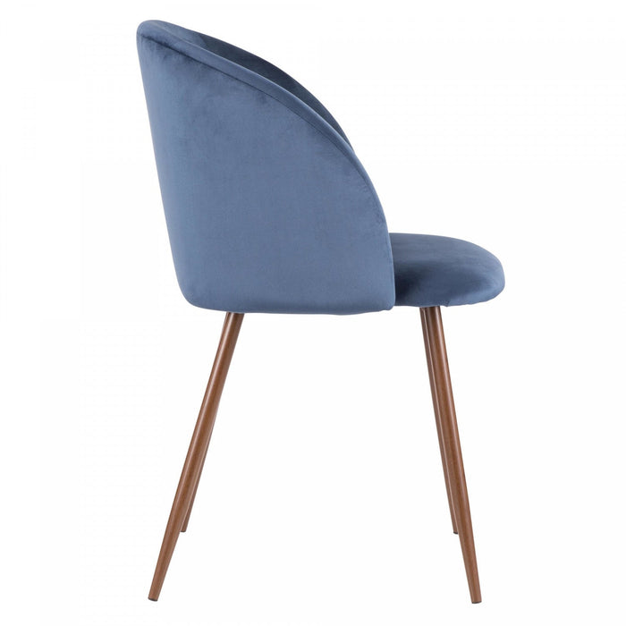 LumiSourceFran Blue Velvet Contemporary Dining Chair - Set of 2
