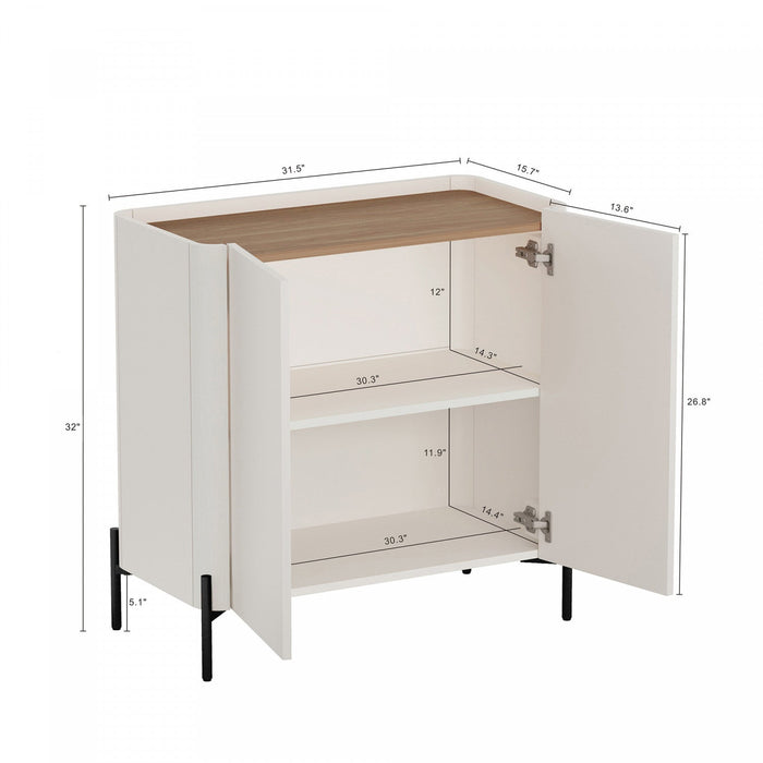 Abbey Modern 2-Piece Buffet and Accent Cabinet in Maple and Off White 