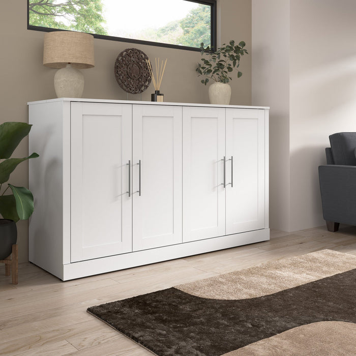 Bestar Pur 75 W Queen Cabinet Bed with Mattress - White