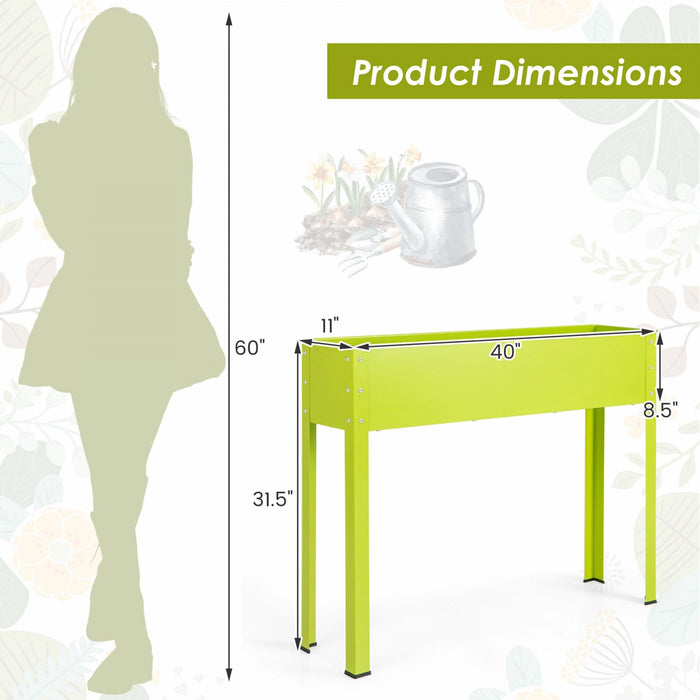 Costway 40" Raised Garden Bed With Legs Metal Elevated Planter Box Drainage Hole Backyard Green