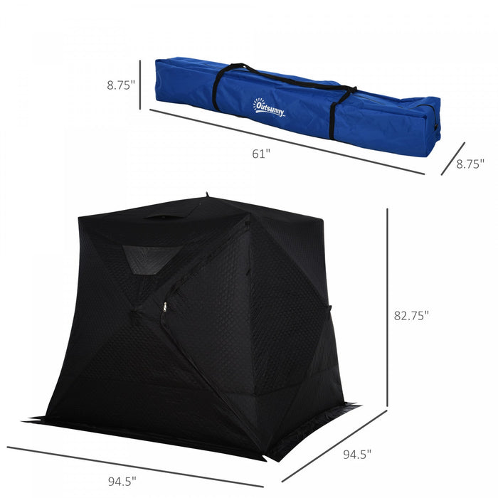 Outsunny 4-person Insulated Ice Fishing Tent, Portable Ice Fishing Shelter With Ventilation Windows,