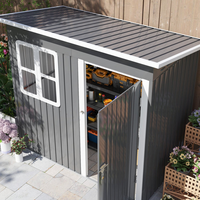 Outsunny 7' X 4' Metal Outdoor Storage Shed With Window, Lockable Door