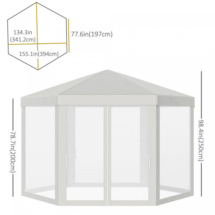 Outsunny Φ13' Hexagon Party Tent Patio Gazebo Outdoor Activity Event Canopy Quick Sun Shelter Pavili