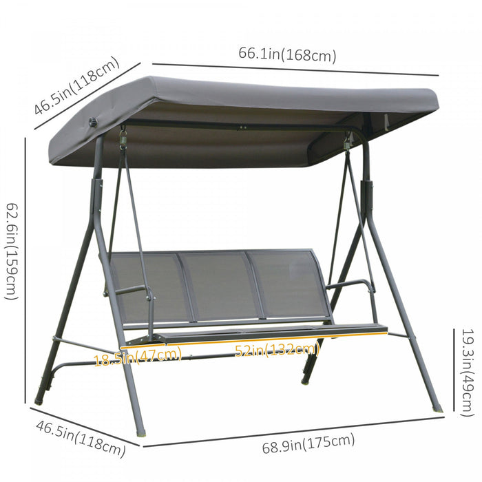 Outsunny 3-seater Porch Swing Chair, Covered Garden Hammock, A-frame Outdoor Swing, Porch Glider Sli