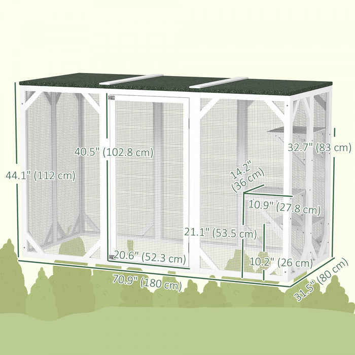 Pawhut Cat Cage Indoor Catio Outdoor Cat Enclosure Pet House Small Animal Hutch For Rabbit, Kitten, 