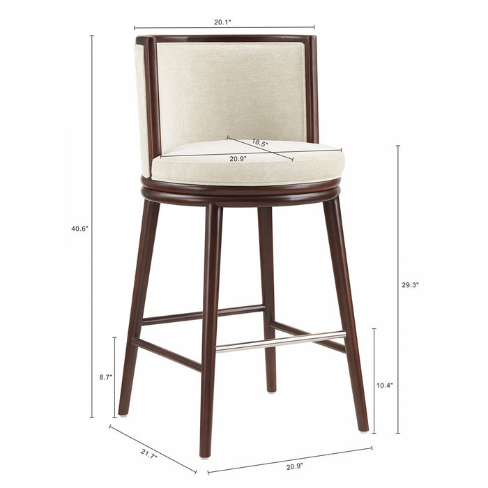 Evalyn Modern Wood Upholstered Barstool in Cream 