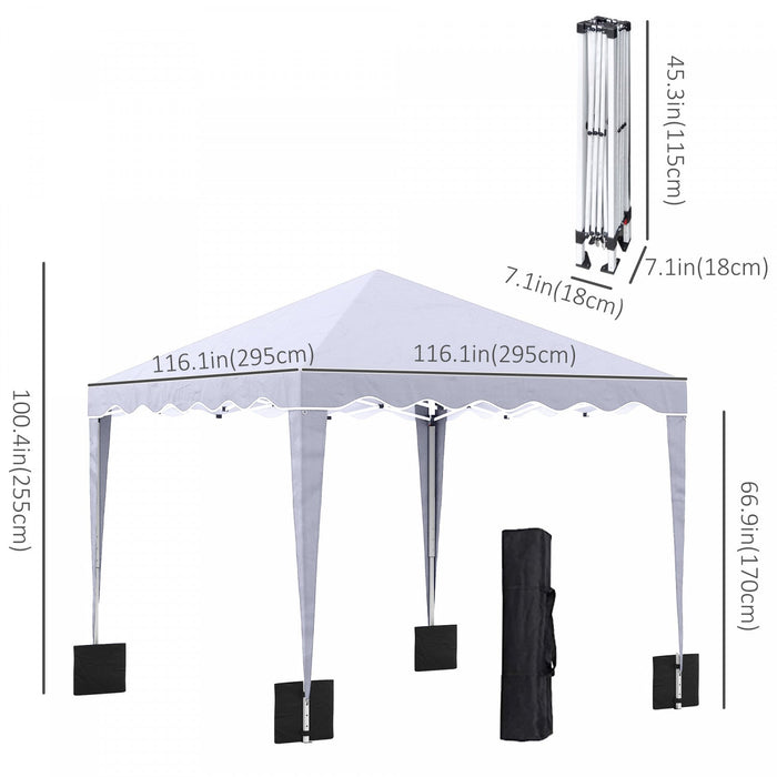 Outsunny 10' X 10' Pop Up Canopy Tent, Instant Shelter With Adjustable Height, Garden Outdoor Party 
