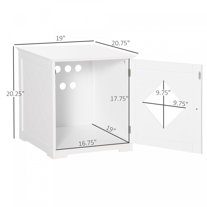 Pawhut Cat Litter Box Enclosure End Table, Indoor Cat Washroom With Magnetic Door, Hidden Litter Box