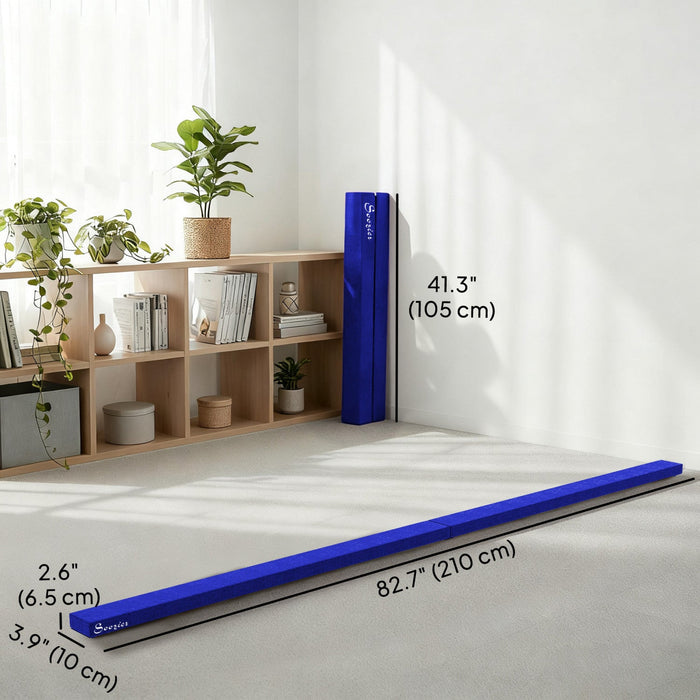 Soozier 7FT Folding Balance Beam, Gymnastics Beam with Suede Surface, Blue
