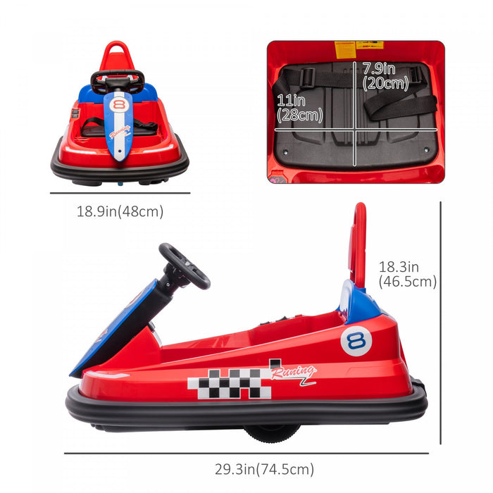 Aosom Kids Bumper Car, 6v 360° Rotation Electric Powered Ride-On Car, Twin Motors Battery Powered To