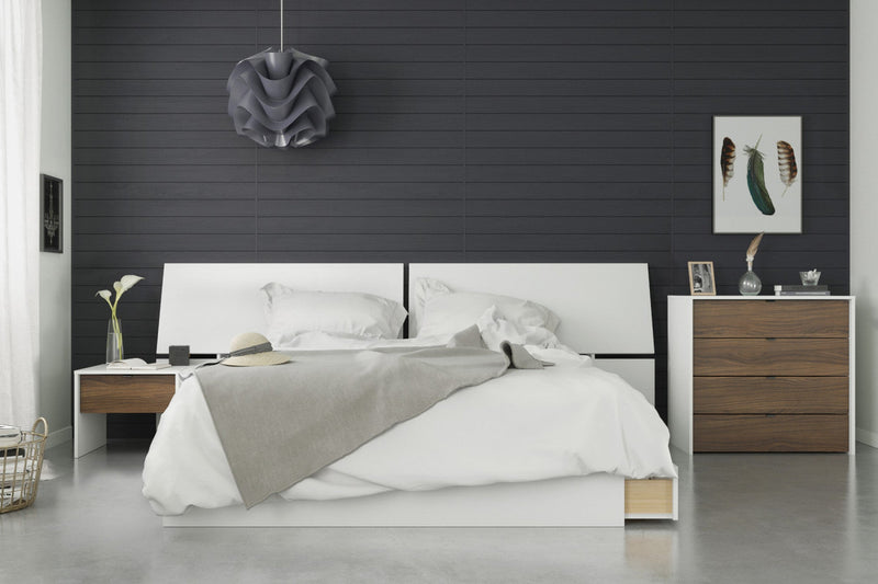 Nordika Nightstand - White/Walnut 