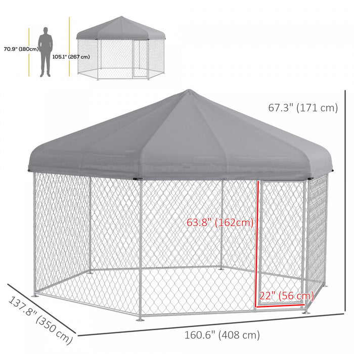 Pawhut Outdoor Dog Kennel Dog Run With Waterproof, Uv Resistant Cover For Medium And Large Sized Dog