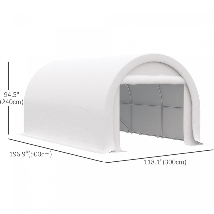 Outsunny 10' X 16' Carport Storage Tent Anti-uv Pe Portable Garage, White