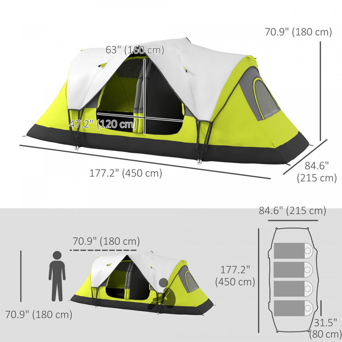 Outsunny Camping Tent, 6-8 Person Tent With 2 Bedroom & Waterproof Rainfly