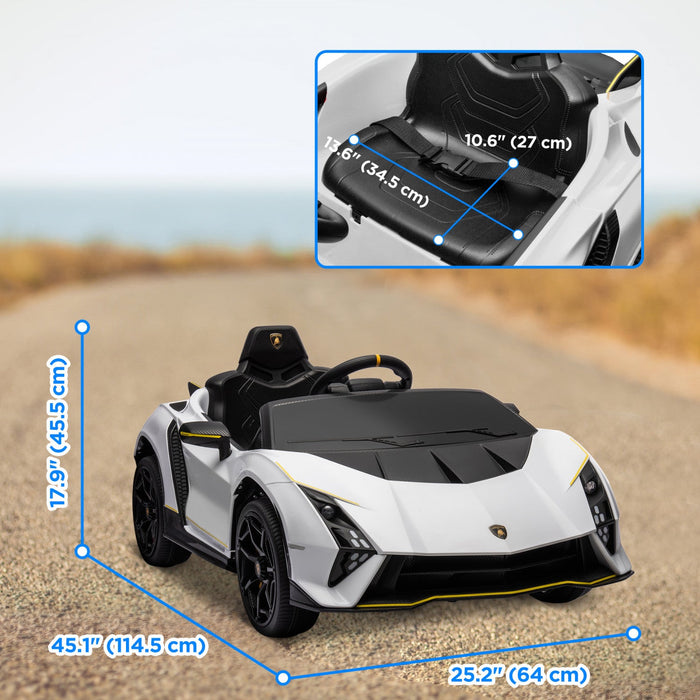 Qaba 12v Electric Car For Kids, Battery Powered Ride-On Lamborghini Autentica Licensed Kids Car With