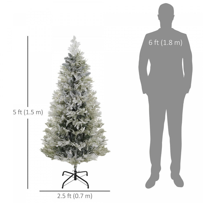 Homcom Flocked Pencil Artificial Christmas Tree With Realistic Branch Tips