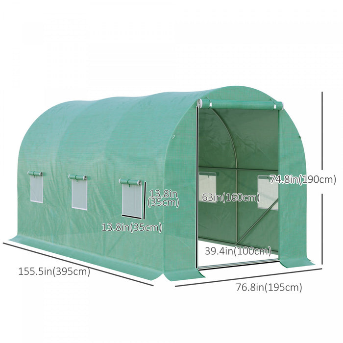 Outsunny 13' X 6' X 6' Outdoor Walk-in Tunnel Greenhouse Portable Plant Gardening Warm House With Pe