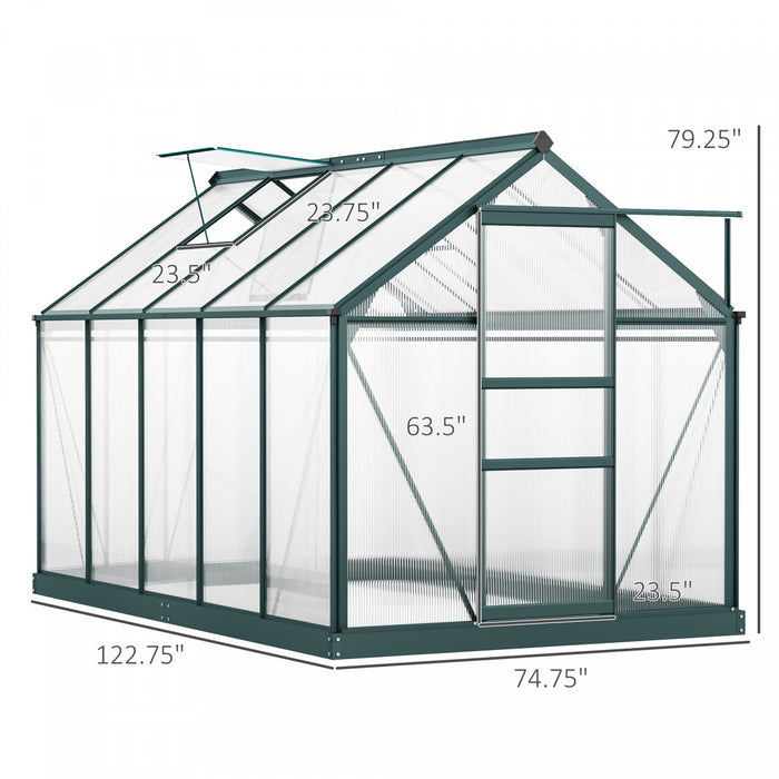 Outsunny 10.2' X 6.3' X 6.6' Clear Polycarbonate Greenhouse Large Walk-in Green House Garden Plants 