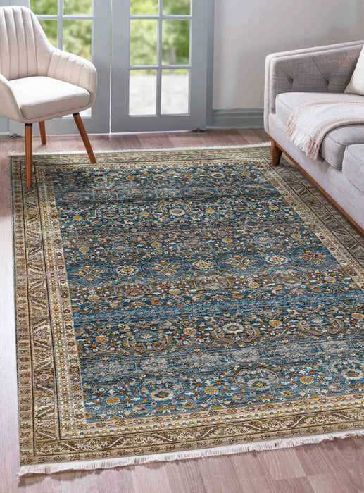 Gianna Traditional 9'0\" x 12'0\" Area Rug in Blue Indoor Area Rug 