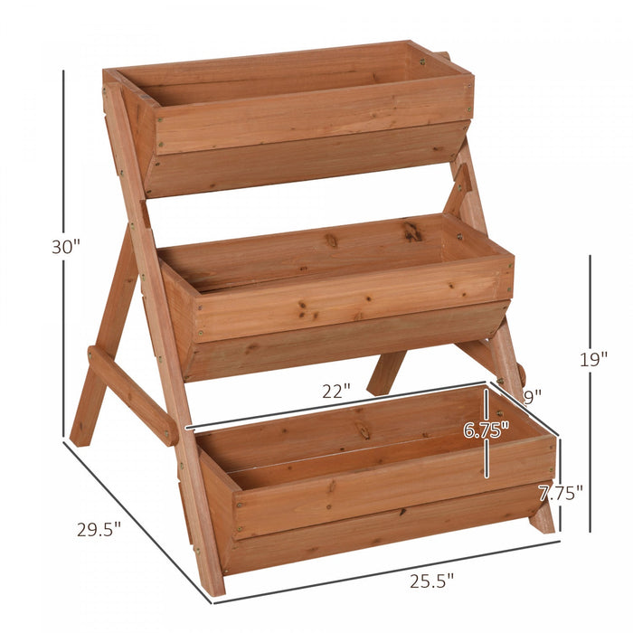 Outsunny 3 Tier Raised Garden Bed Vertical Wooden Elevated Planter Box Kit For Flowers, Vegetables, 