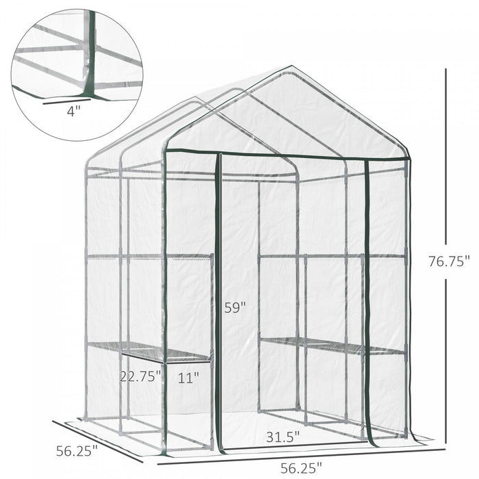 Outsunny 4.7 X 4.7 X 6.4ft Walk-in Plant Greenhouse Portable Garden Flower Seed Warm House 8 Shelves