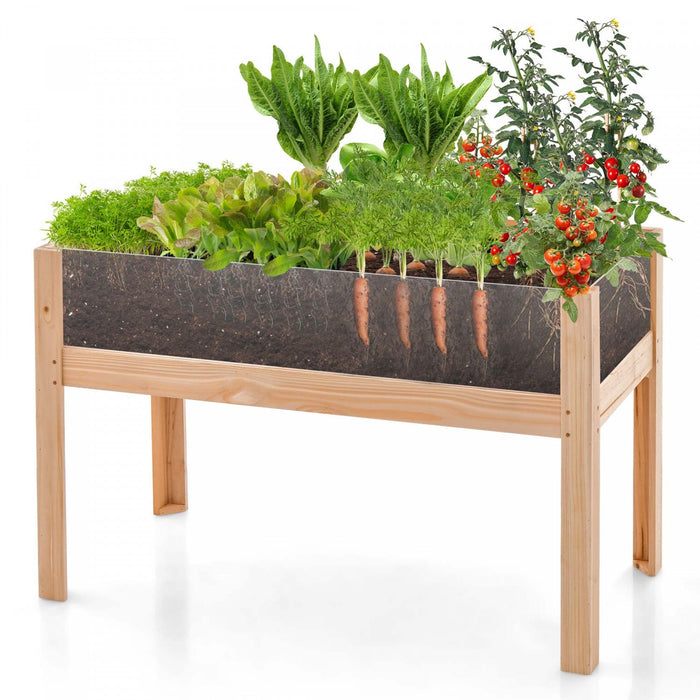 Costway Raised Wooden Garden Bed 31" Elevated Planter Box Plant Terrarium With Drain Holes