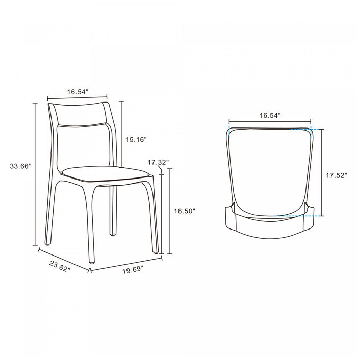 Moderno Modern Wood Vegan Leather Dining Chair in Black - Set of 4 