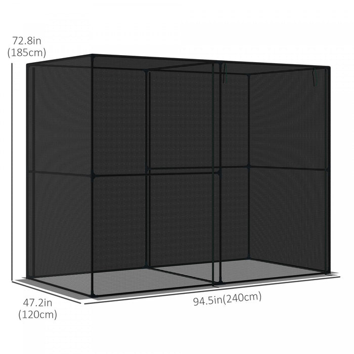 Outsunny 4' X 8' Crop Cage, Plant Protection Tent With Zippered Doors For Vegetable Garden, Backyard