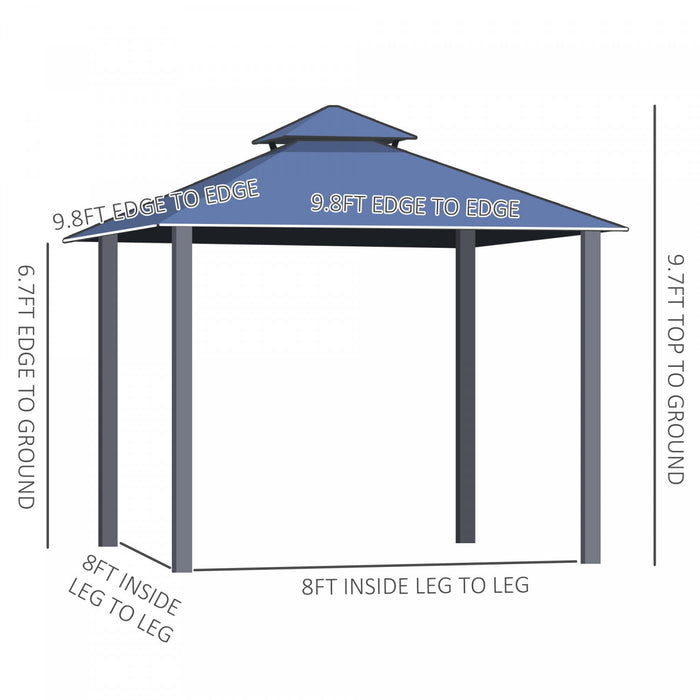 Outsunny 10' X 10' Hardtop Gazebo Canopy With Polycarbonate Double Roof, Aluminum Frame, Permanent P