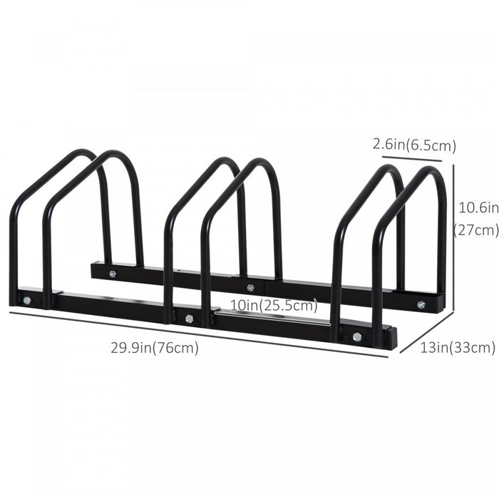 Soozier 3-bike Bicycle Floor Parking Rack Cycling Storage Stand Black
