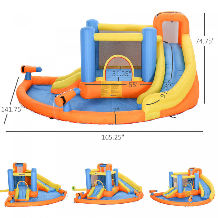 Outsunny 5 In 1 Kids Bouncy Castle Inflatable Bounce House Jump N Slide Bouncer Trampoline Slide Wat