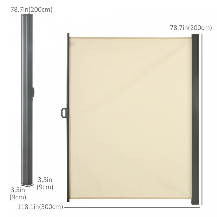 Outsunny 118\" X 79\" Retractable Side Awning Patio Outdoor Folding Privacy Screen With Resistance To 
