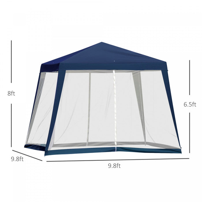 Outsunny 10x10ft Party Tent Canopy With Netting, Patio Screen House Slant Leg Outdoor Gazebo Sun Sha
