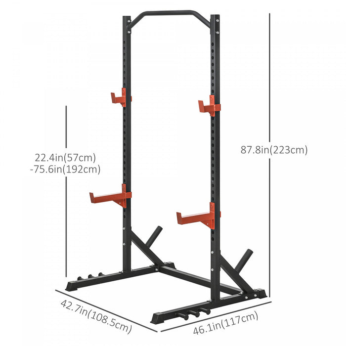Soozier Multifunction Power Rack, Adjustable Squat Rack Stand With Pull Up Bar And Weight Plate Rack