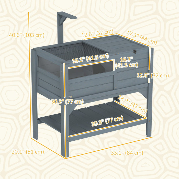 Pawhut Wooden Tortoise House Habitat With Shelf, Tortoise Enclosure For Small Animals With Light Sup