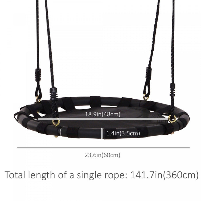 Homcom 23.5 Inch Saucer Tree Swing, Outdoor Indoor Swing For Kids With Adjustable Hanging Ropes, Met